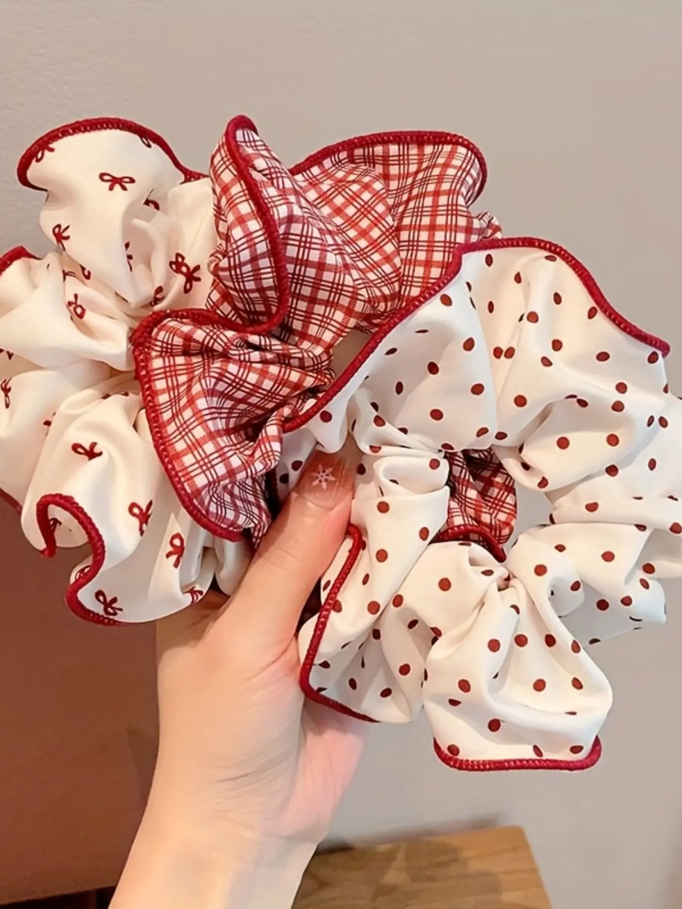 3pcs Vintage Colorblock Hair Ties, High Elasticity Anti-Deformation, Polka Dot Bowknot Designs, Versatile Fashionable Hair Accessories, Scrunchie, Scrunchies