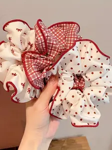 3pcs Vintage Colorblock Hair Ties, High Elasticity Anti-Deformation, Polka Dot Bowknot Designs, Versatile Fashionable Hair Accessories, Scrunchie, Scrunchies