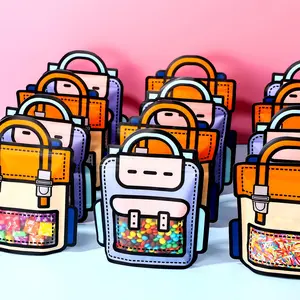 Bulk Goodie Bags for Candy, Party Favors, Snacks (Mixed Color, Large)，24PCS Plastic Gift Bags with Handles, Cartoon Backpack Bags for Party, Wedding, Birthday, Baby Shower