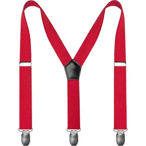 Solid Color   Suspender with 3  Clips Adjustable Braces