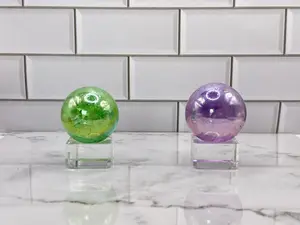 Aura Clear Quartz Spheres - Positive Vibes and Balance