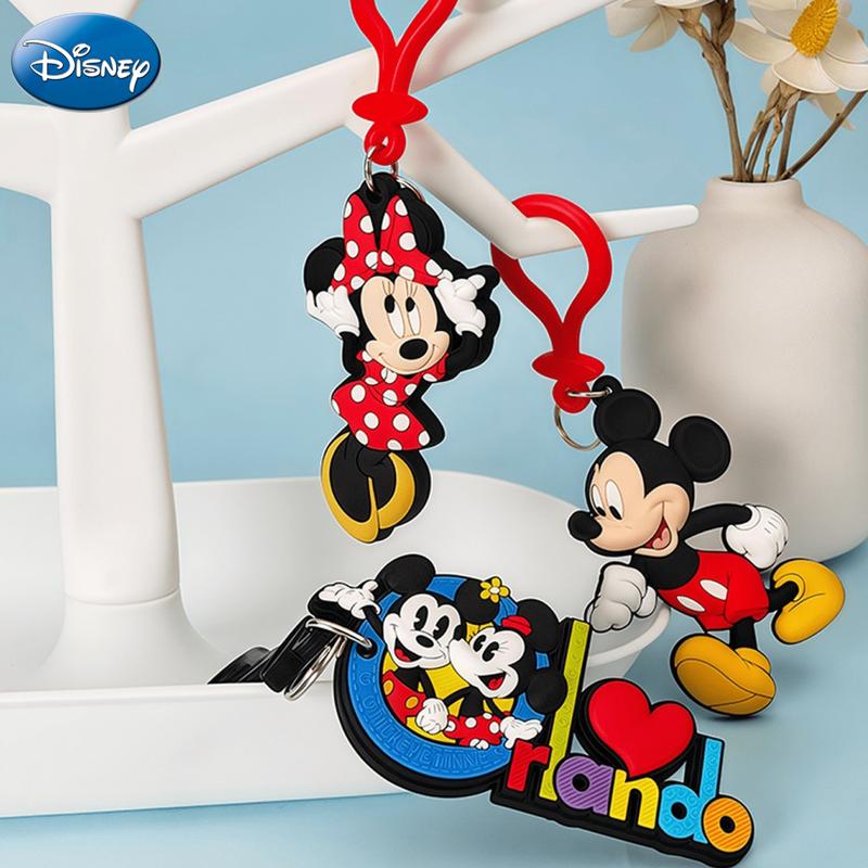 Disney Mickey Keychain 1PC Official License 3D Cute Figurine Bag Clip Charms Anime Figure Keychain Collector Keyring Backpack Decor Durable PVC Rubber Gift