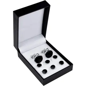 Mens Stainless Steel Tuxedo Studs and Cufflinks Set with Box for Tuxedo Shirts Wedding Business Gift