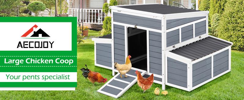 AECOJOY Large Chicken Coop 56" Wooden Yard Poultry Pet Hutch with Nesting Box Easy to Clean Waterproof UV Proof Two Chicken Nests Included Enclosure for 3-5 Chickens or 5-8 Bantams - Litter Tray Litter Tray AECOJOY Large Chicken Coop 56" Wooden Yard Poultry Pet Hutch with Nesting Box Easy to Clean Waterproof UV Proof Two Chicken Nests Included Enclosure for 3-5 Chickens or 5-8 Bantams - Litter Tray Litter Tray