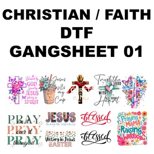 Christian DTF Transfers Ready to Press - T-Shirt Heat Transfer Designs | Full Color, No Weeding (11 Designs Bundle)