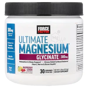 Force Factor Ultimate Magnesium® Glycinate Drink Mix, Raspberry Lemon, 4.36 oz (123.6 g)