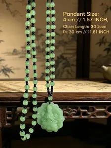 Stone Lotus Pendant Ethnic Style Charm, Unisex Jewelry Accessory, Traditional Design, Perfect Gift for Men and Women