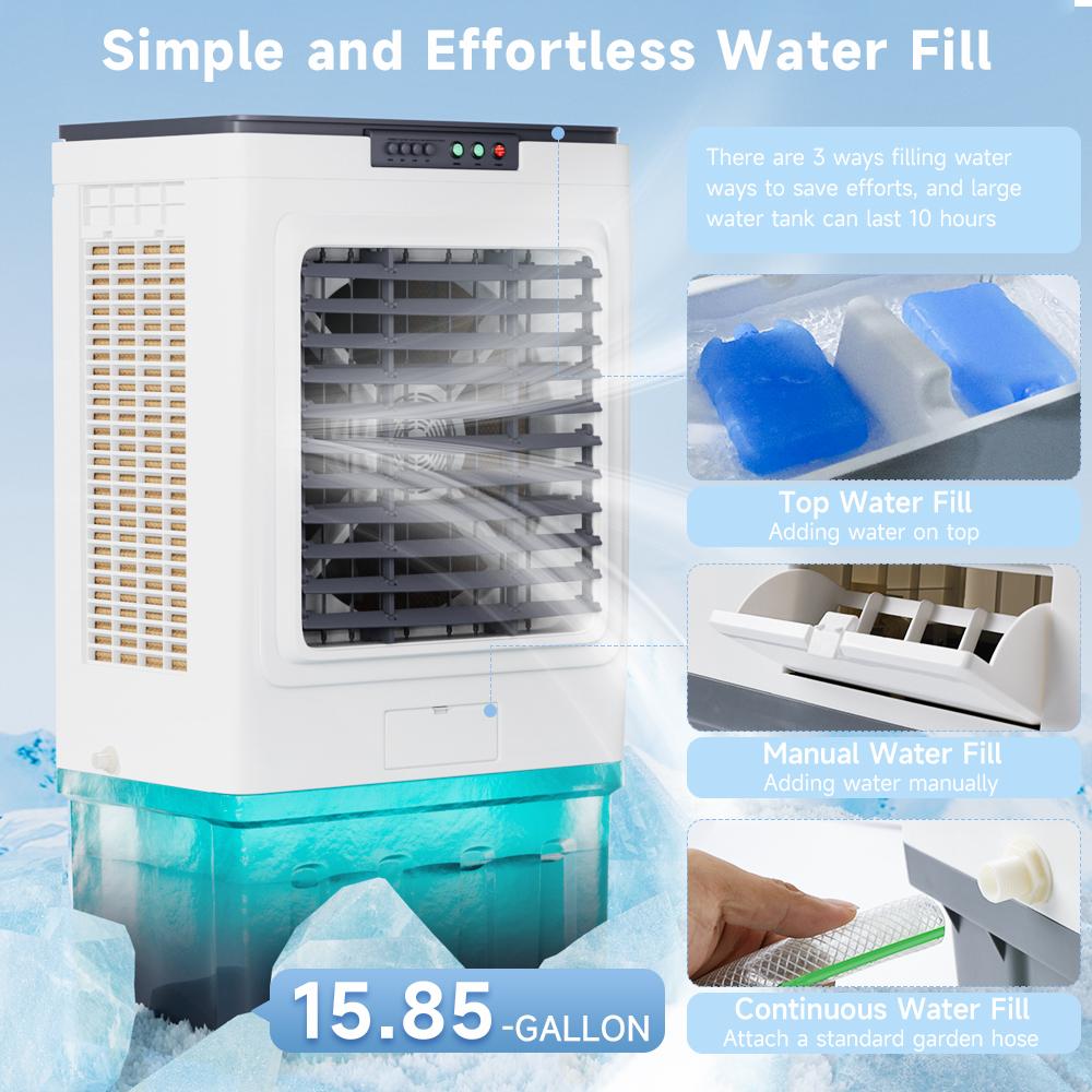 10L/32L/60L Air Cooler Fan with Remote Control, 3-IN-1 Fan & Humidifier Evaporative Air Cooler