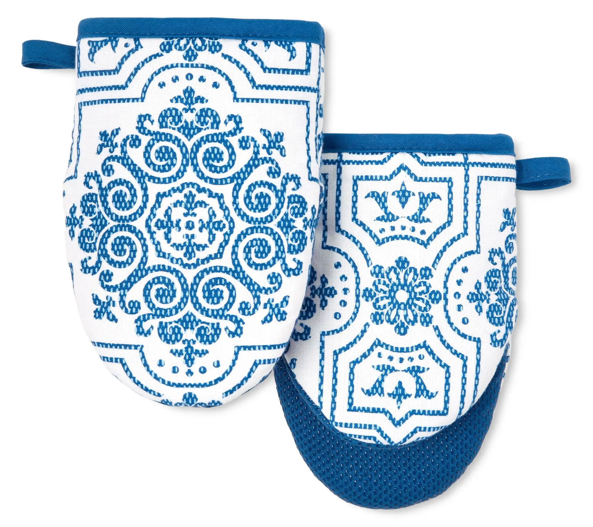 MARTHA STEWART Strie Medallion Mini Oven Mitt 2-Pack Set