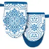 MARTHA STEWART Strie Medallion Mini Oven Mitt 2-Pack Set