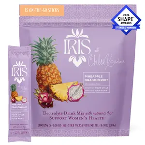 IRIS x Chloe Xandria Pineapple Dragonfruit Hormone Health Electrolyte Drink Mix - 15 On-The-Go Sticks Pineapple Dragonfruit for PCOS Support & Ovarian Function with 40:1 Myo & D-Chiro Inositol, Magnesium, Prebiotic Fiber