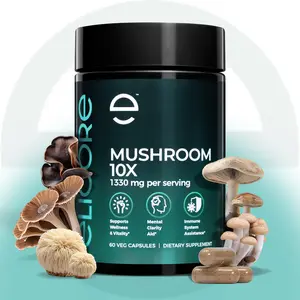 ELICORE Mushroom 10X - Ultimate Immune & Mental Clarity Formula with 10 Powerful Mushrooms – 60 Veg Capsules
