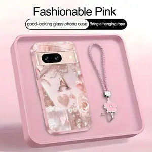 Lace Pearl Optical Illusion Art 2D Phone Case,Suitable for [Google Pixel 8] high-end women's, Lanyard a beautiful four-leaf clover lanyard is included🍀 952