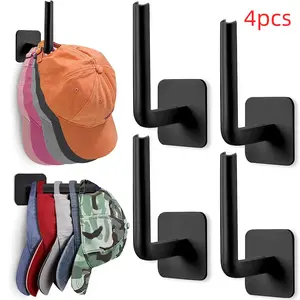 Wall Mounted Hat Hooks, Hanging Hook, 4 Counts L-shaped Hat Storage Hooks, Summer Essentials Hat Hanger for Home Closet