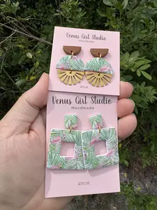Flamingo Leaf Dangle Earrings