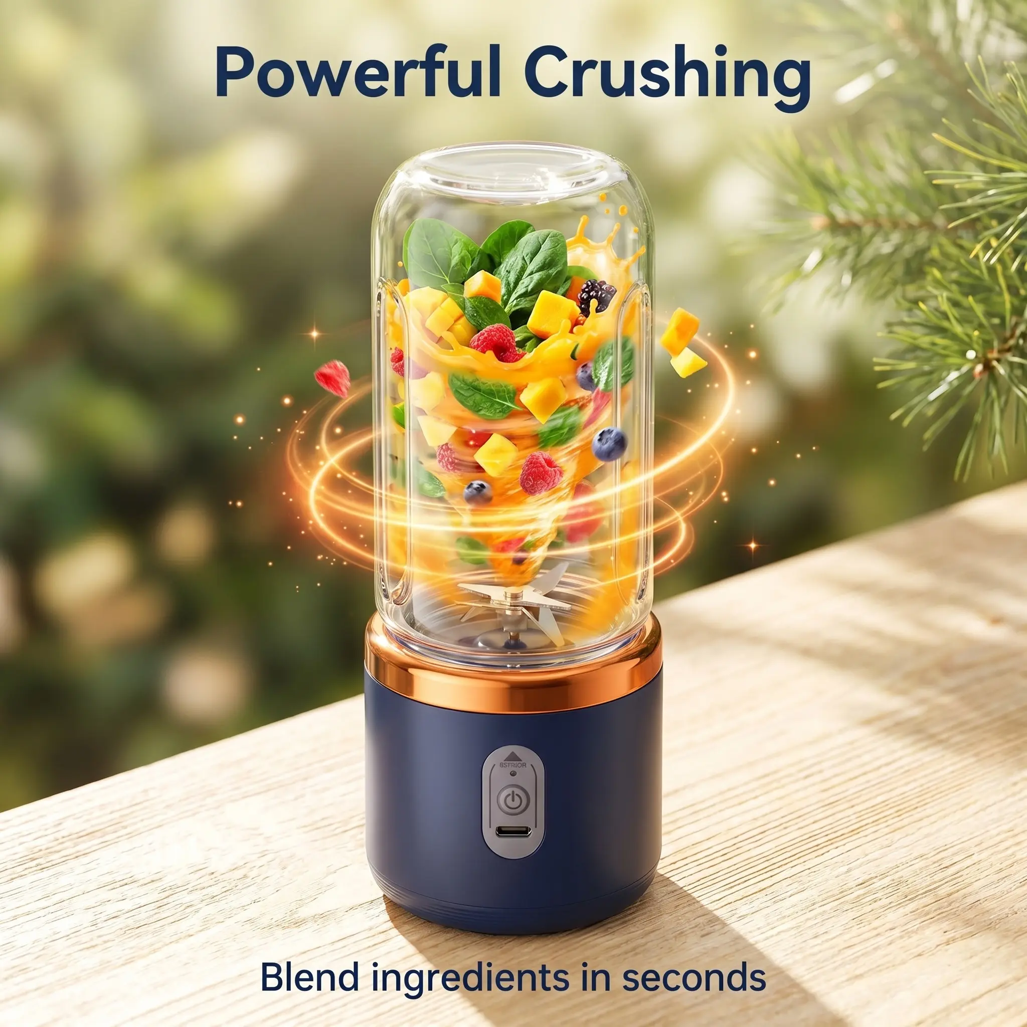 Portable Dual-Cup Rechargeable Blender - Compact 6 Blade Design Mini Blender with USB Port, Personal Citrus Juicer for Smoothies, Shakes, Ideal for Travel, Office, Gym Use, 6 Blade Design Mini Blenders Cordless Blender Rechargeable Vegetable Blender Multi