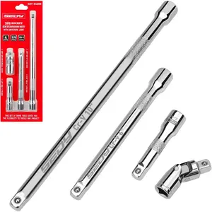4-Piece 3/8" Drive Socket Extension Bar Set, Professional Socket Extension Set Include 3, 6, and 10 Inch Extensions and 3/8 Inch drive Universal Joint Sockets, Premium Cr-V Steel ConstructionQuesear