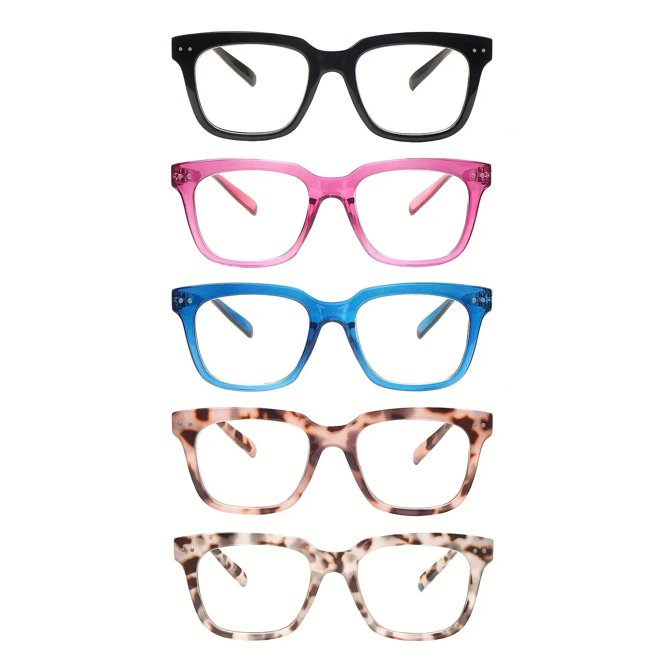 5 Pack Blue Light Blocking Reading Glasses for Women Adjustable Spring Hinge Lightweight Frame Computer Readers Daily Comfortable Design Anti Blue Light Readers Classic Rectangular Frame