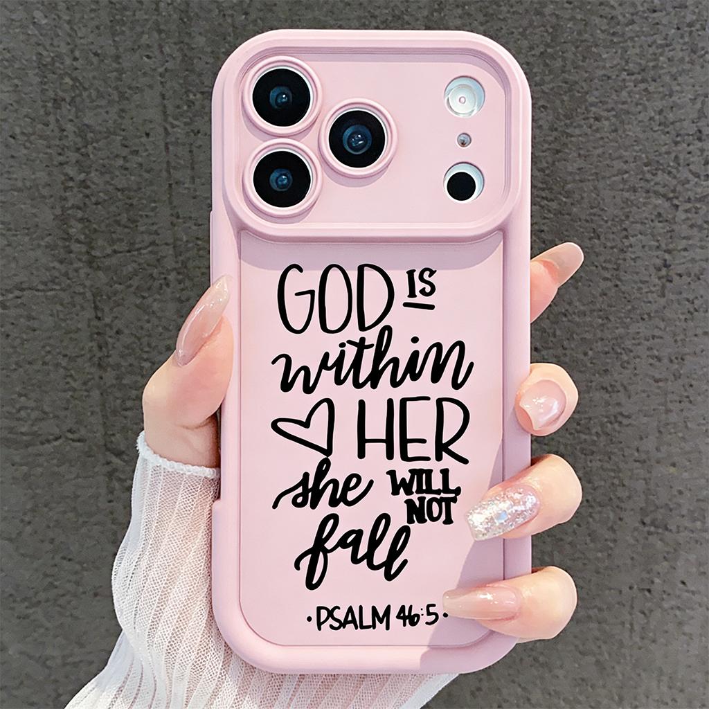 Psalm 46:5 God Is Within Her She Will Not Fall Phone Case for iPhone 11/12/13/14/15/16/17 Pro Max Plus & 17 Air, Christian Religious Shockproof Case TYJT260409020