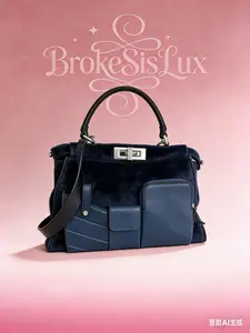 Pre-owned FENDI Peekaboo Bag Featuring Iconic Shearling & Leather Patchwork