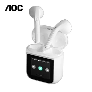 AOC ACT3504 Noise-Canceling Wireless Bluetooth 5.4: Dual-mic AI call noise reduction, real-time display screen, Transparency mode & Personalized Spatial Audio, real-time monitoring, audio playback capability, Hi-Res audio quality