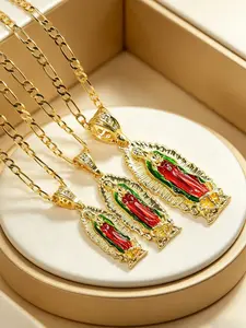 Elegant Guadalupe Virgin Mary Pendant Necklace, Unisex Religious Jewelry, Fashion Prayer Charm, Faith Theme, Perfect Holiday Gift, Exquisite Jewelry Gift, Charms Necklace, Dangling Charms Necklace