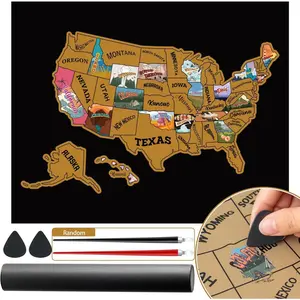 Scratch Off Map Of United States USA Scratch Sticker Travel RV Map Wall Poster Birthday DIY Gifts USA Scratch Off Map&Tools