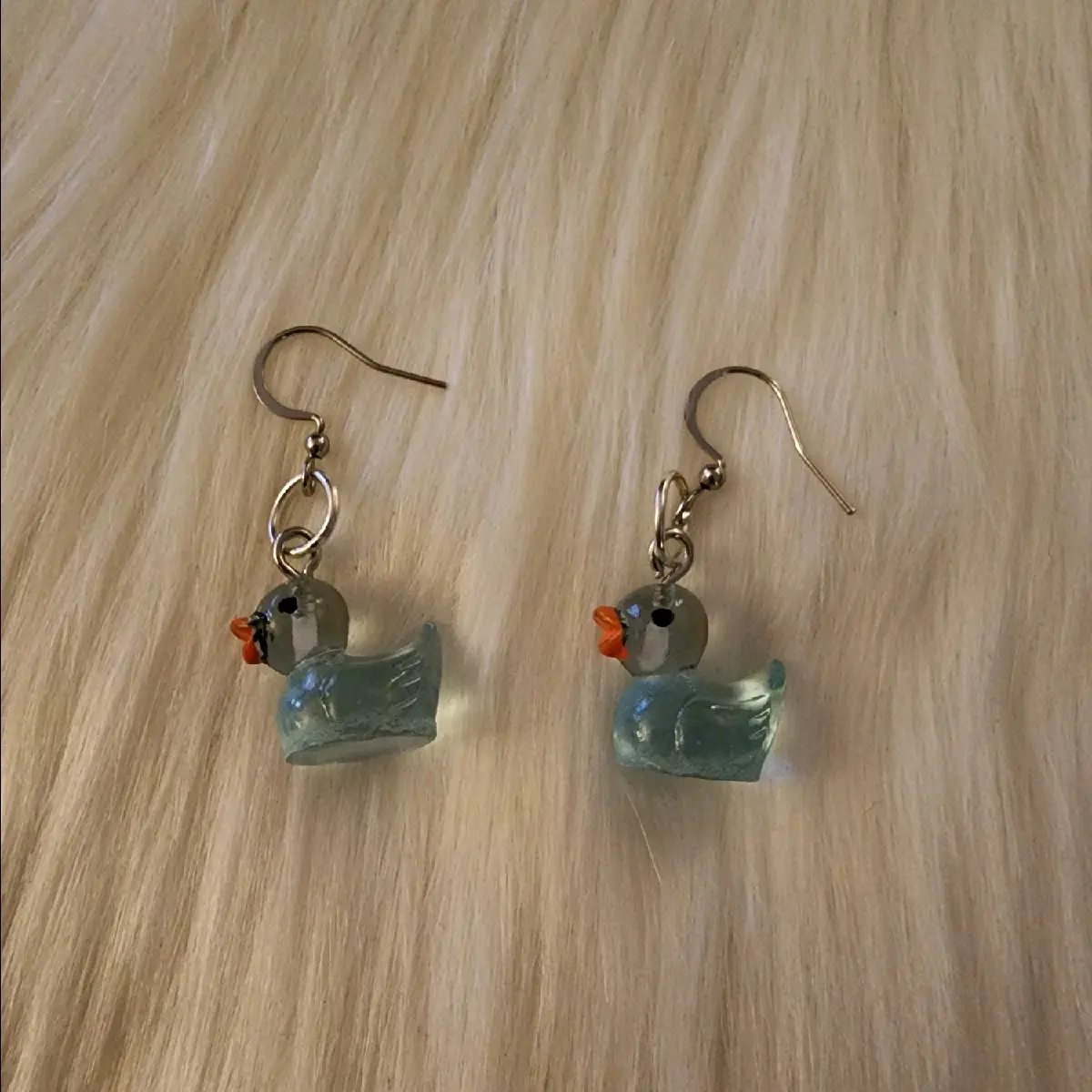 Female Blue Duck Motif Hook Earrings - Plastic, High-Quality Lightweight Enamel Finish, Intricate Detailing, All-Day Comfort, Versatile for Casual & Formal Outfits, Fine Craftsmanship Lover Accessory, No Excess Bulk Fashion Jewelry