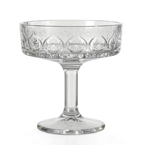 Garvee 12 Pcs Floral Embossed Martini Glasses Set, 7 oz Elegant Glassware for Classic Cocktails, Champagne, Espresso, and Wine, Reusable Romantic Cocktail Glassware Gift