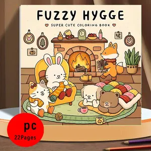Fuzzy Hygge Coloring Book, 120gsm Thick Paper No Bleed, 22 Cozy Winter Pages, Odorless Glue Binding, Easy to Color for Kids & Adults, Stress Relief & Relaxing Art #ColoringBook #AdultColoring #CozyColoring #HyggeLife #ColorWithMe