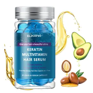 Keratin Vitamin Hair care Capsules, Keratin Hair Treatment, Rich in Moroccan nut oil and jojoba oil, vitamin A, C, E and B5, with a nourishing formula, Anti Frizz, Smooth out frizz and split ends, make the hair soft, smooth and thick, Haircare Product