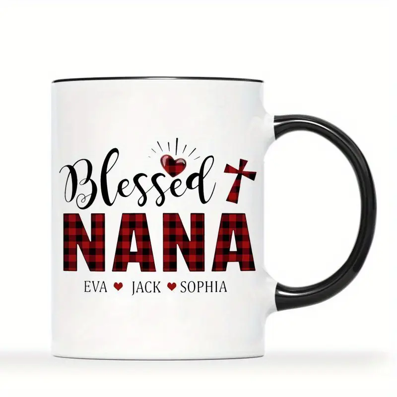 1 piece, 3A grade, Blessed NANA, funny humorous mug for grandma, 11 oz ceramic mug, gift coffee drinkware, best birthday/ house living/ party gift of tea cup from granddaughter, grandson