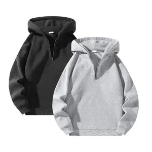 2 Pieces Men's Fashion Casual Solid Color Hooded Sweatshirt Set, Suitable for Autumn and Winter Wear, Zipper Design, Perfect Choice for Holiday Gifts