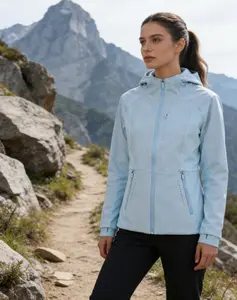 Outdoor Passionshop kiki  Women's Fleece-Lined Softshell Windbreaker Jacket - Water-Resistant Outdoor Hooded Jacket for Hiking & Casual Adventures