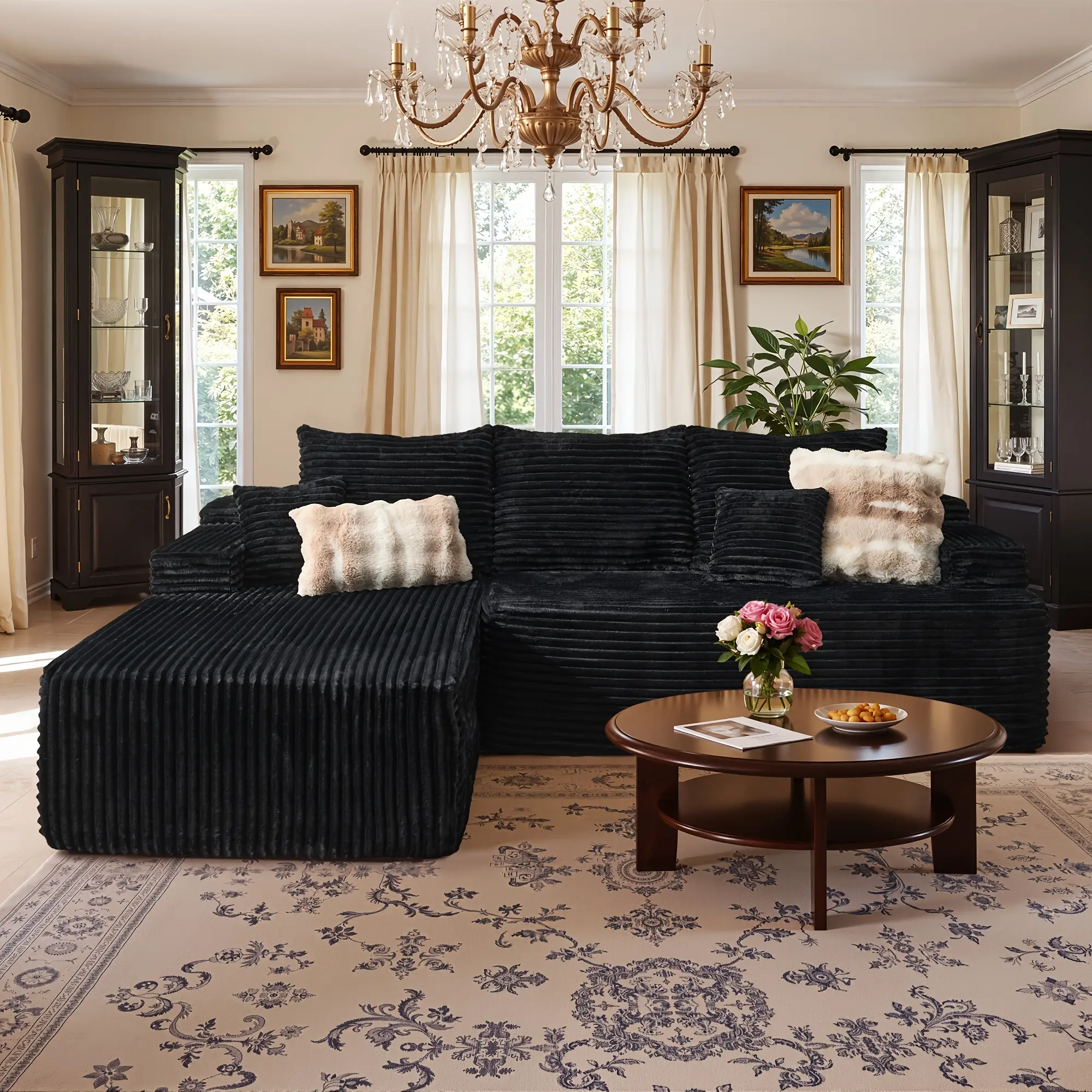 Black（Left Chaise + Right Armrest）