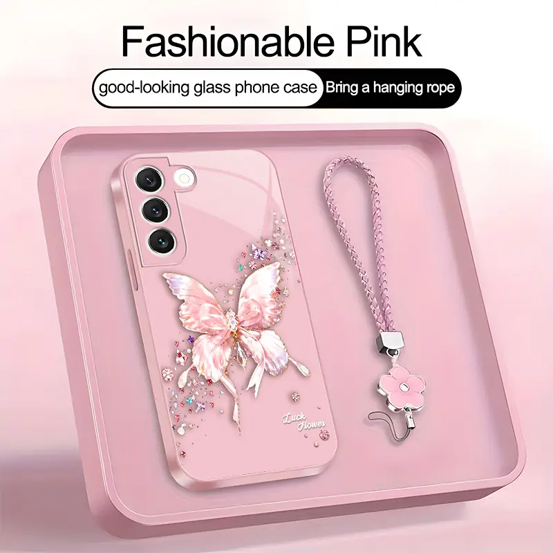 Suitable for [Galaxy S22 5g] Latest high-end phone case，free lanyard included,premium-look butterfly design,buy now and enjoy free shipping！YM99