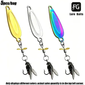 5Pcs Spoon Lures with Propeller & Fly Hooks, Metal Spinner Baits, High-Reflective Fishing Spoons for Bass, Trout, Salmon - Freshwater & Saltwater Fishing Tackle