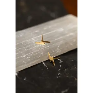 Follow What Lights You Up Lightning Bolt Gold Stud Earrings