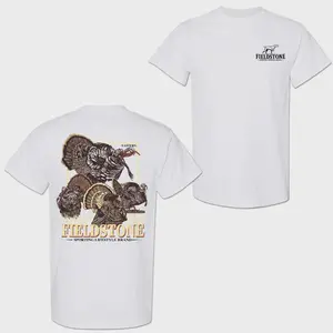 Fieldstone Wild Turkey Hunting 2-Side T-Shirt, Southern Graphic Tee, Outdoor Clothing, Unisex Short sleeve Crewneck, Fabric Cotton, Menswear Top, Gifts for Men and Women