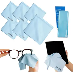 6-Pack  Microfiber Cloths for  Devices, Eyeglasses, Screens and Lenses - Washable; 6x7 in & 12x12 in - Eyeglass Cloth - Glasses Cleaner