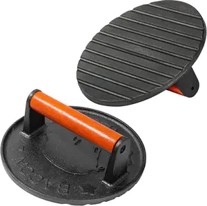 7 inch Burger Smasher,Patty,Hamburger Press,Griddle, Bacon Press, Grill Press, Meat Press, cast Iron Grill, Barbecue, with Wooden Handle