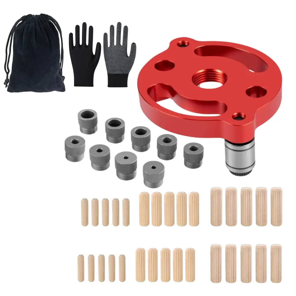 1Set Self Centering Doweling Jig Precision Tool - Multi-Size 2/3/4/5/6/7/8/9/10mm Dowel Drill Guide for Straight Drilling on Wood Panels, Exquisite Workmanship Handheld Hole Puncher Locator (Automotive & Motorcycle Assembly Disassembly Tool), Multi-Size K
