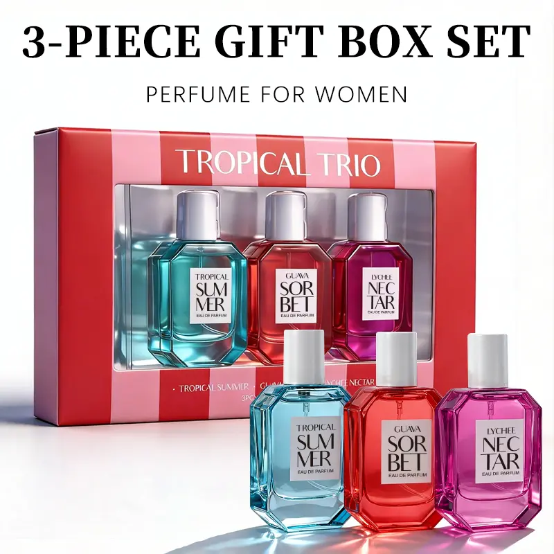 3-Piece Set Eau De Parfuma Spray Gift Box For Women - 1 Fl Oz/Bottle Perfume, Long-Lasting Fragrance, 3 Different Flavors, Perfect for Gifts for Girlfriends, Holiday Use