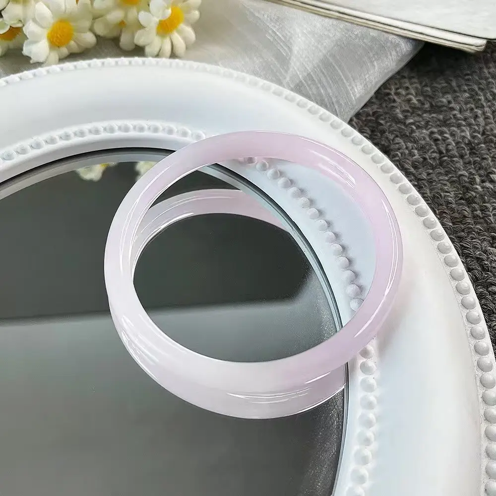 Ethereal Icy Pink Bangle with Cat's Eye Effect, Crystal-Clear Stacking Bracelet for Adults, Lightweight for Daily Wear, Stacked Bracelets, Crystal-Clear Transparency, High-Grade Icy Texture, Crafted With Precision, Natural & Ethereal, Premium Quality, Uni