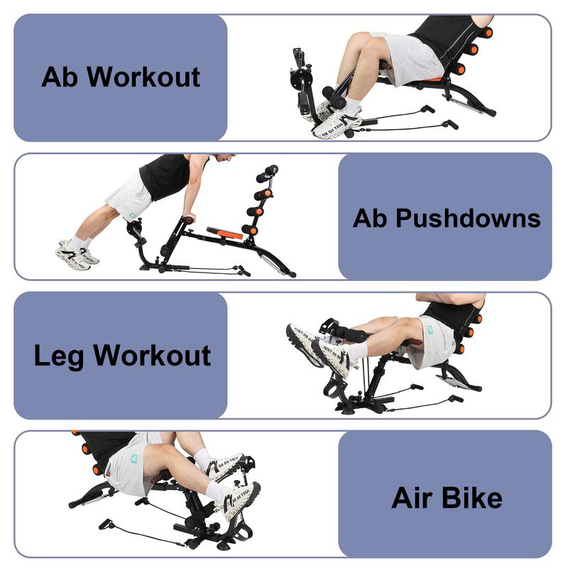 7-in-1 Adjustable Ab Workout Bench for Home Gym – Multi-Functional Sit Up Bench & Ab Crunch Trainer with Leg Extension, Pedals & 360° Rotation Seat – Core, Abs, Arms, Legs & Glutes Training Equipment