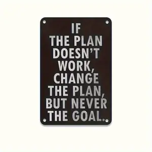 1pc, Inspirational Inspirational Quotes, If The Plan Doesn'T Work, You Keep Going Until You Succeed, Metal Posters for Indoor Or Outdoor Wall Decoration, Room Decoration, Home Decoration, Art Printing, Gifts, Tinplate Metal Painti