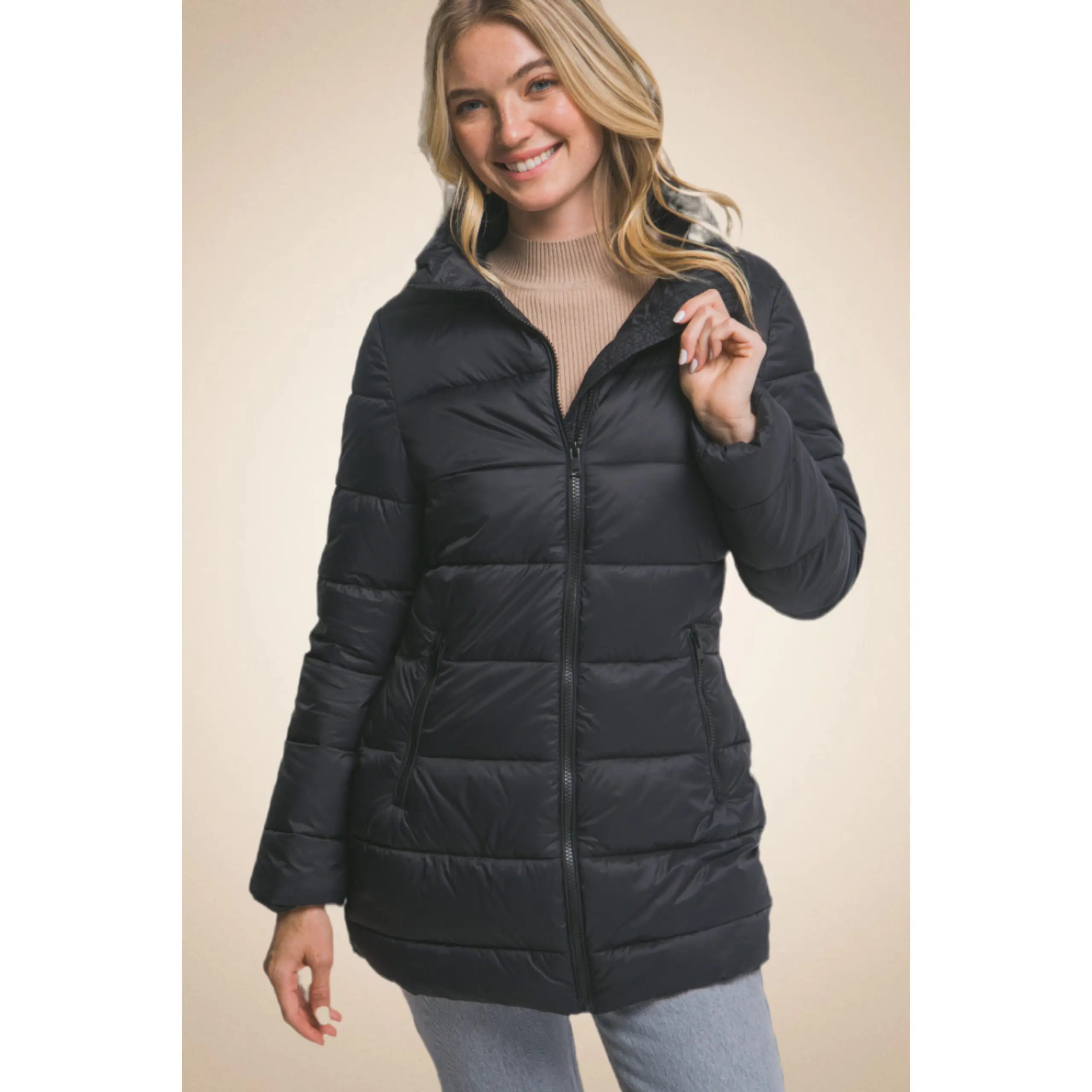 Long Padded Coat – Black Long Padded Coat – Black