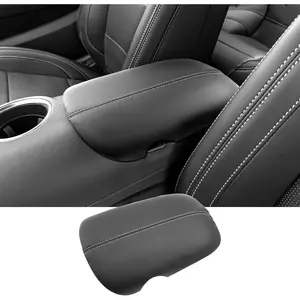2024 2025 Mustang Armrest Cover for Ford Mustang (EcoBoost/EcoBoost Premium/GT/GT Premium/Dark Horse Premium), Waterproof&Comfy Leathe Mustang Console Cover 2025 Mustang Accessories-White Line