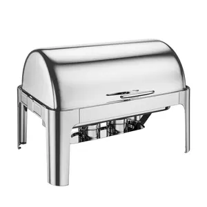 【GARVEE】9 QT Roll Top Chafing Dish Buffet Set, Commercial Grade Stainless Steel Chafer Food Warmer with 1 Full Size Pan for Wedding, Parties, Banquet, Catering Events, Rectangle