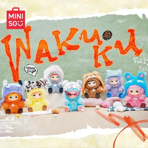 MINISO WAKUKU Fluffy Fun Party Series Collectibles Blind Box Surprise Pack - 17cm PVC Polyester Cute Charm Shopping Toy Birthday Gift for Boys and Girls Unboxing Item